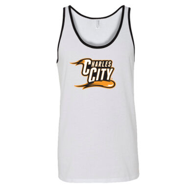 Charles City with Mascot - Vertical - Orange Outline - Unisex Jersey Tank Thumbnail
