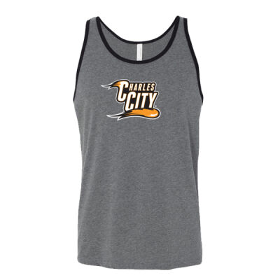 Charles City with Mascot - Vertical - White Outline - Unisex Jersey Tank Thumbnail