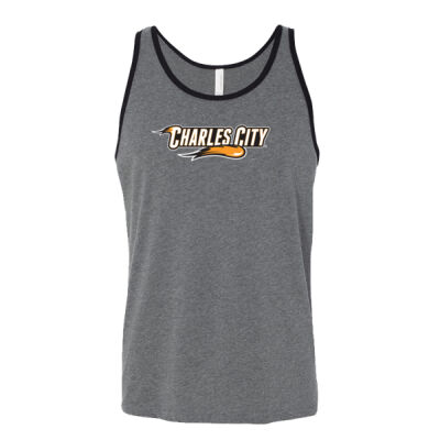 Charles City with Mascot - Horizontal - White Outline - Unisex Jersey Tank Thumbnail
