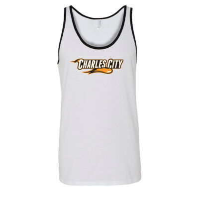 Charles City with Mascot - Horizontal - Orange Outline - Unisex Jersey Tank Thumbnail