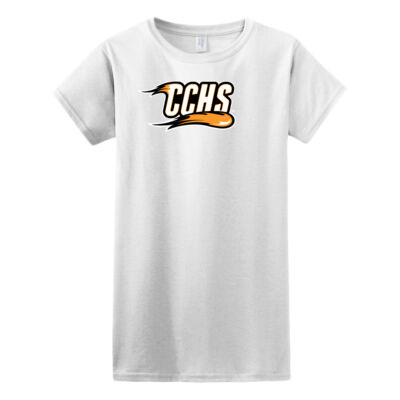 CCHS with Mascot - Orange Outline - Softstyle ® Ladies T Shirt Thumbnail