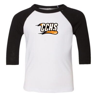 CCHS with Mascot - Orange Outline - Toddler Three-Quarter Sleeve Baseball Tee Thumbnail