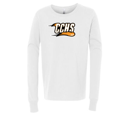 CCHS with Mascot - Orange Outline - Youth Long Sleeve Jersey Tee Thumbnail