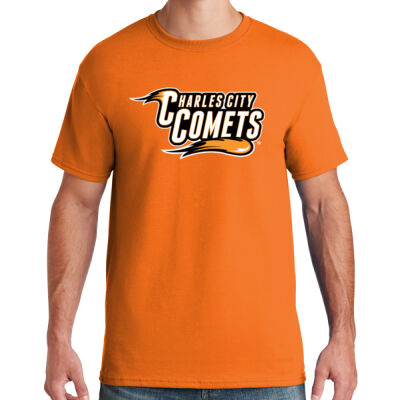 Charles City Comets with Mascot - White Outline - Dri Power ® Active 50/50 Cotton/Poly T Shirt Thumbnail