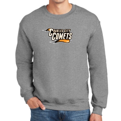 Charles City Comets with Mascot - White Outline - DryBlend ® Crewneck Sweatshirt Thumbnail