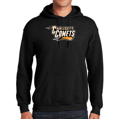 Charles City Comets with Mascot - White Outline - Heavy Blend ™ Hooded Sweatshirt Thumbnail