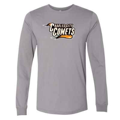 Charles City Comets with Mascot - White Outline - Long Sleeve Jersey Tee Thumbnail
