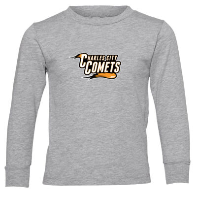 Charles City Comets with Mascot - White Outline - Toddler Jersey Long Sleeve T-Shirt Thumbnail