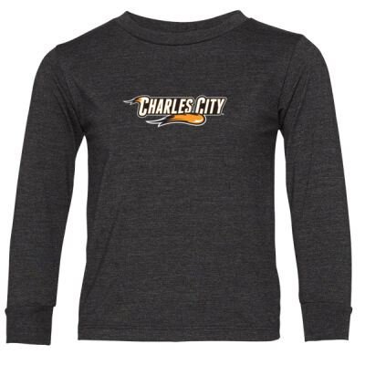 Charles City with Mascot - Horizontal - White Outline - Toddler Jersey Long Sleeve T-Shirt Thumbnail
