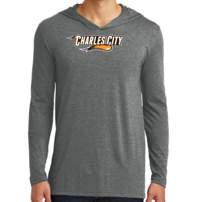 Charles City with Mascot - Horizontal - White Outline - Perfect Tri ® Long Sleeve Hoodie Thumbnail