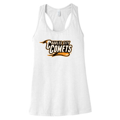 Charles City Comets with Mascot - Orange Outline - Women's Jersey Racerback Tank Thumbnail