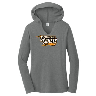 Charles City Comets with Mascot - Orange Outline - Women's Perfect Tri ® Long Sleeve Hoodie Thumbnail