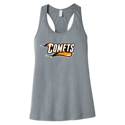 Comets with Mascot Full Color - White Outline - Women's Jersey Racerback Tank Thumbnail