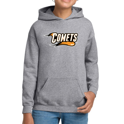 Comets with Mascot Full Color - White Outline - Youth Heavy Blend™ Hooded Sweatshirt Thumbnail