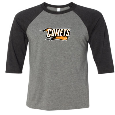 Comets with Mascot Full Color - White Outline - Toddler Three-Quarter Sleeve Baseball Tee Thumbnail