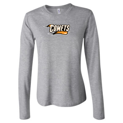 Comets with Mascot Full Color - White Outline - Women's Long Sleeve Jersey Tee Thumbnail