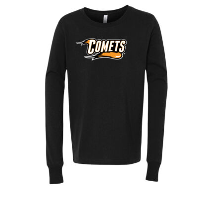 Comets with Mascot Full Color - White Outline - Youth Long Sleeve Jersey Tee Thumbnail