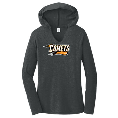 Comets with Mascot Full Color - White Outline - Women's Perfect Tri ® Long Sleeve Hoodie Thumbnail